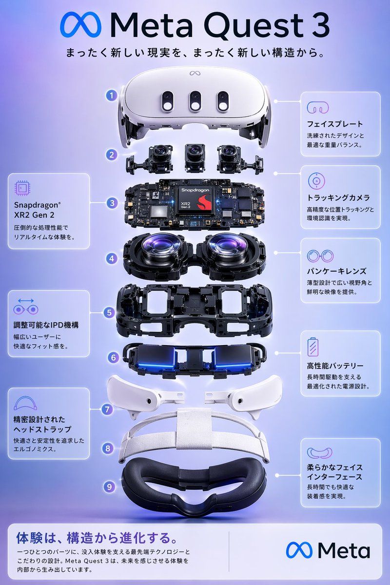Meta Quest 3 爆炸视图海报