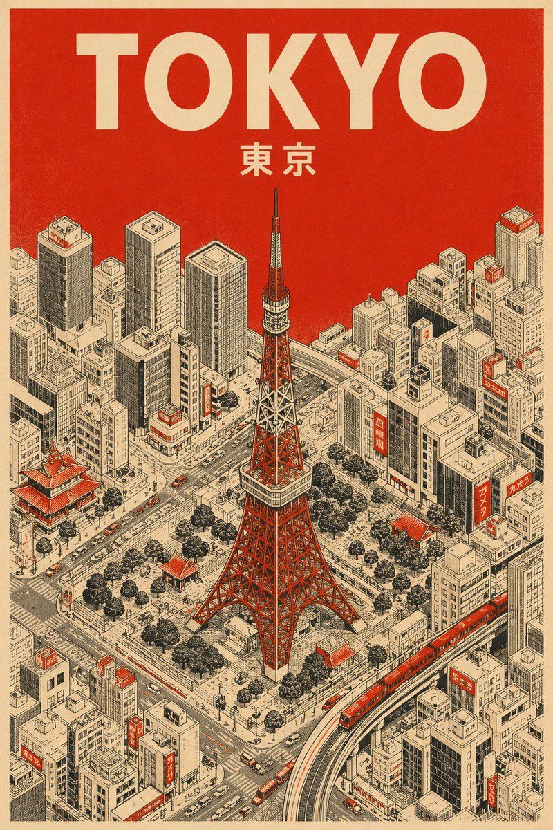 中世纪极简主义旅行海报