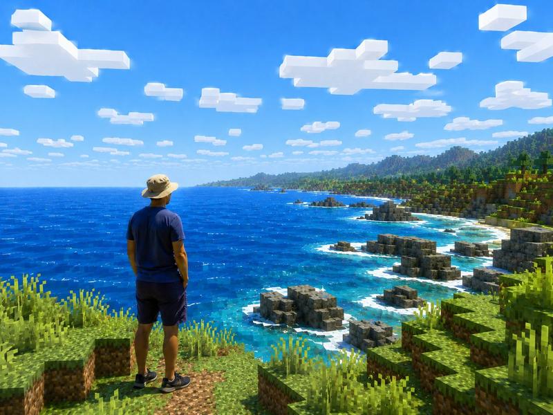 Minecraft 海岸世界中的真人