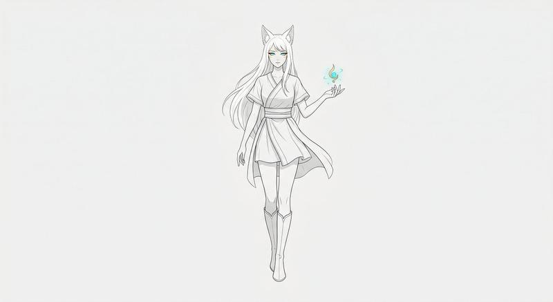 极简狐妖角色草图