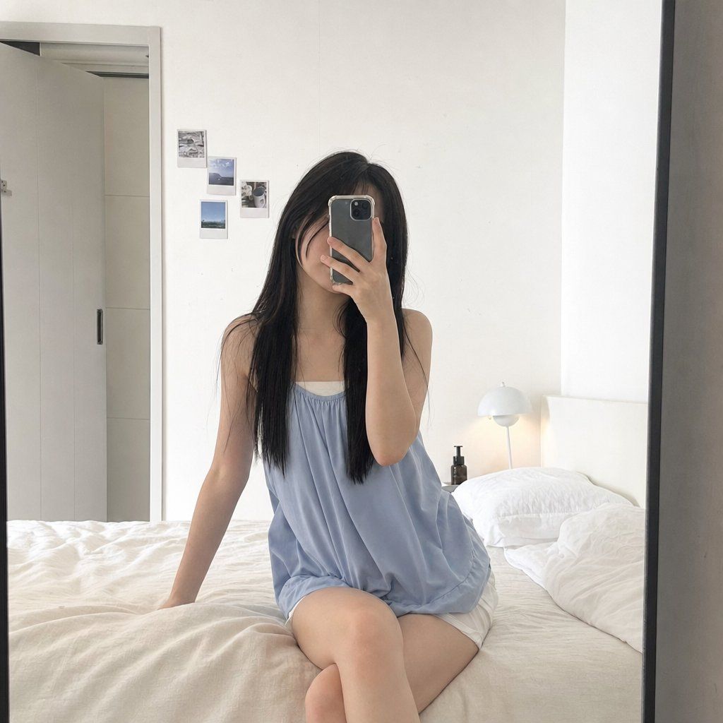 自然风格镜面自拍美学