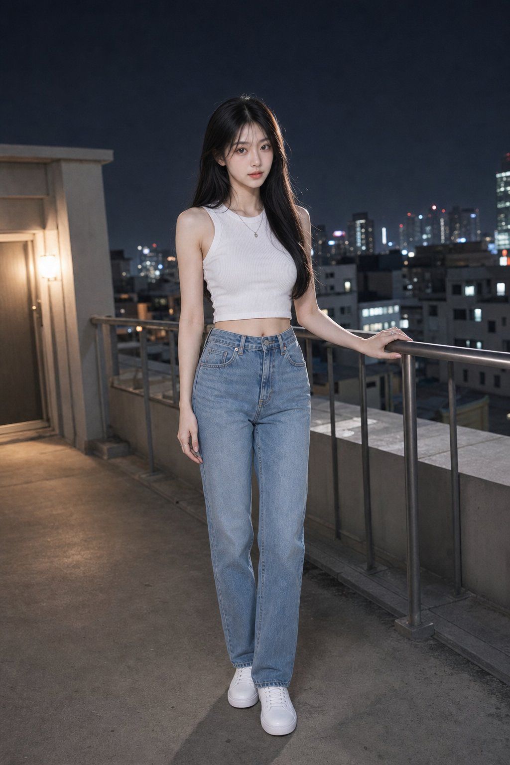 夜间天台时尚人像