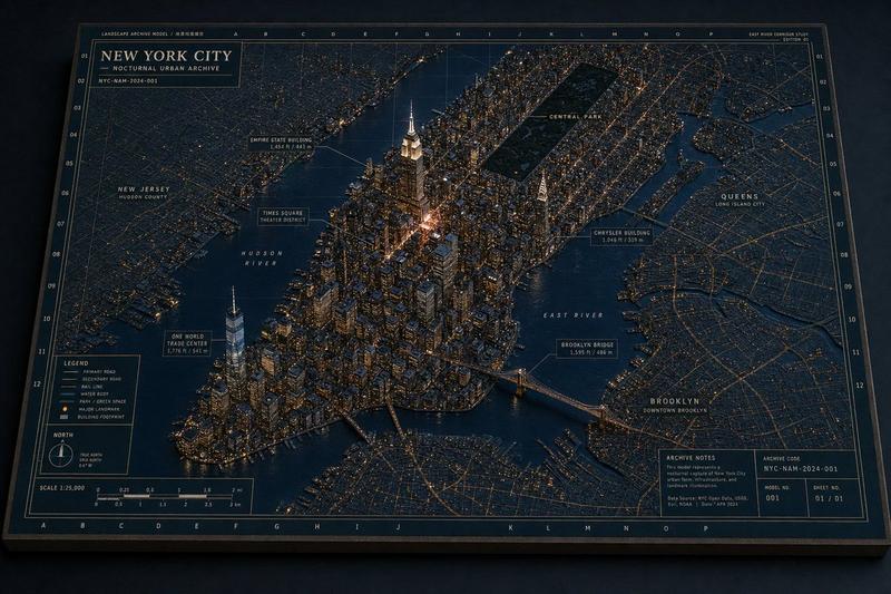 纽约夜景 3D 档案地图