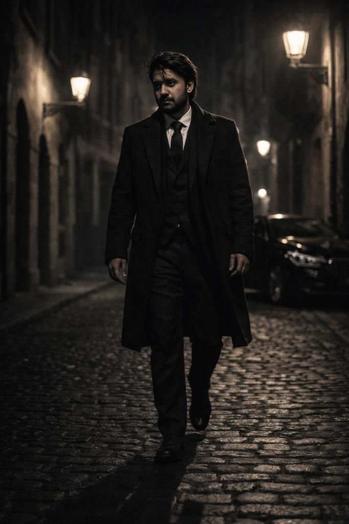 Cinematic Noir Night Street Walk