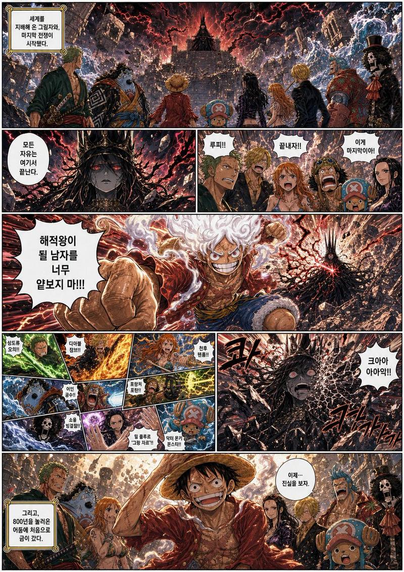 《海贼王》最终决战漫画页面