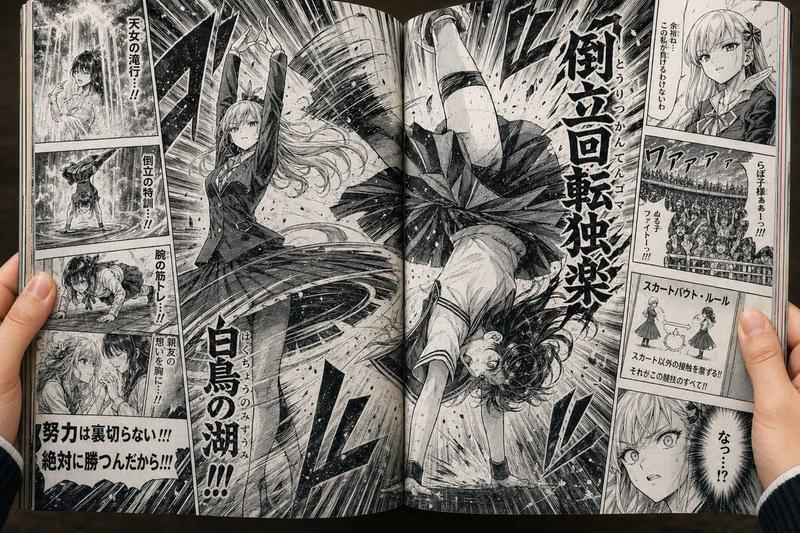虚构“裙装对决”漫画跨页