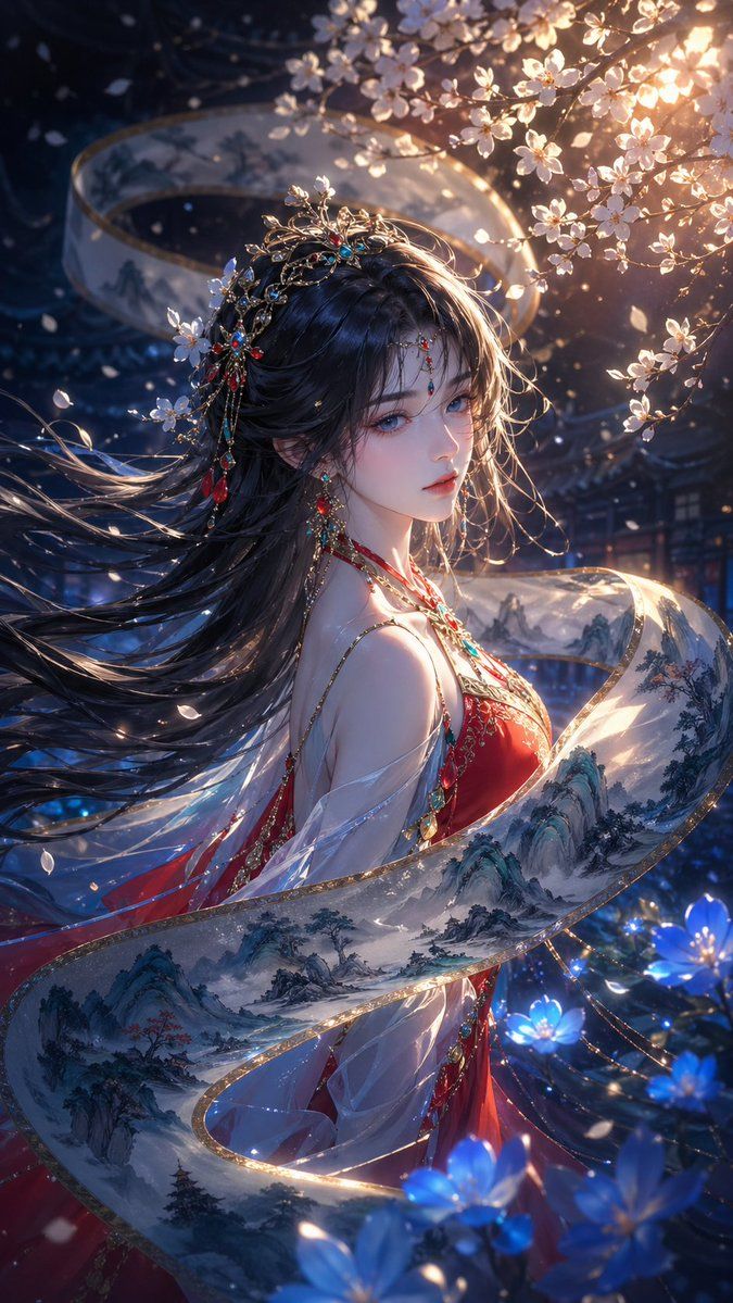东方奇幻插画提示词