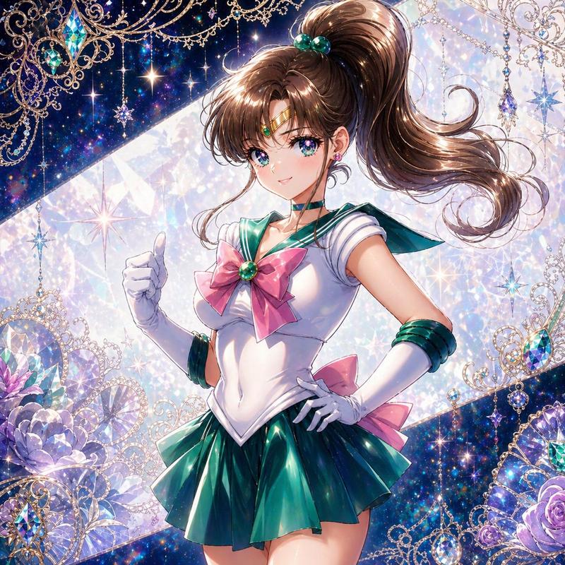 华丽翡翠魔法少女肖像
