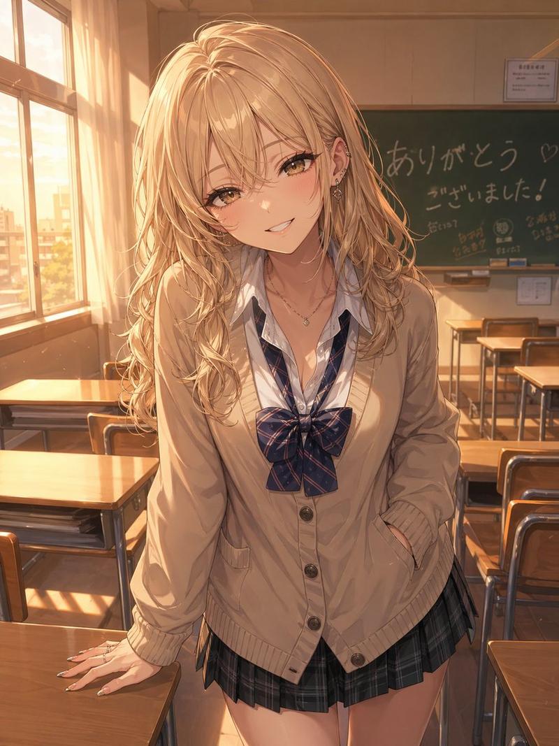 黄金时刻的辣妹(Gyaru)在教室