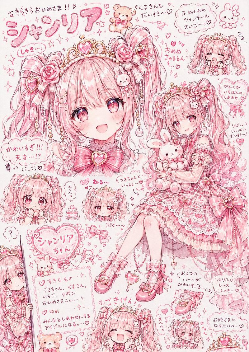 粉色公主偶像角色拼贴画