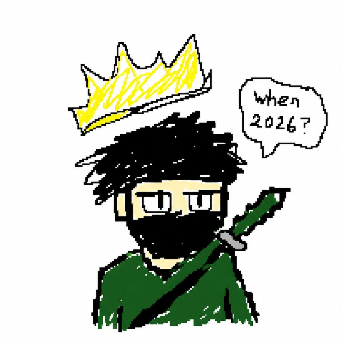 Crude Pixel King Ninja Doodle