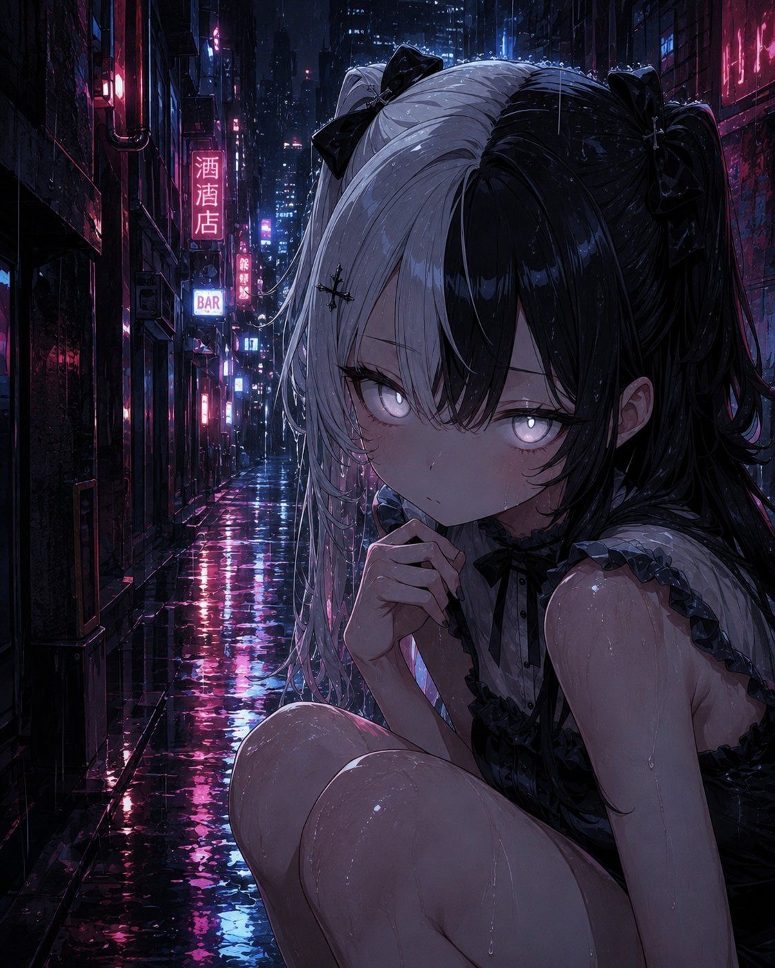 雨中赛博朋克哥特少女