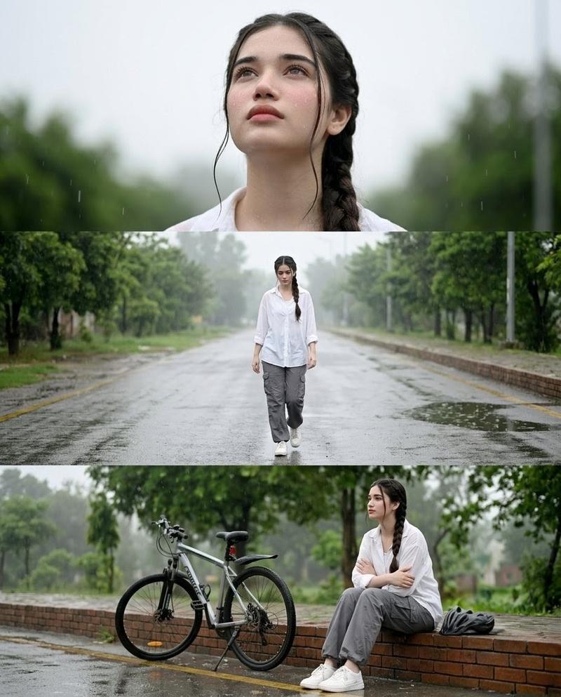雨中街道三联画肖像