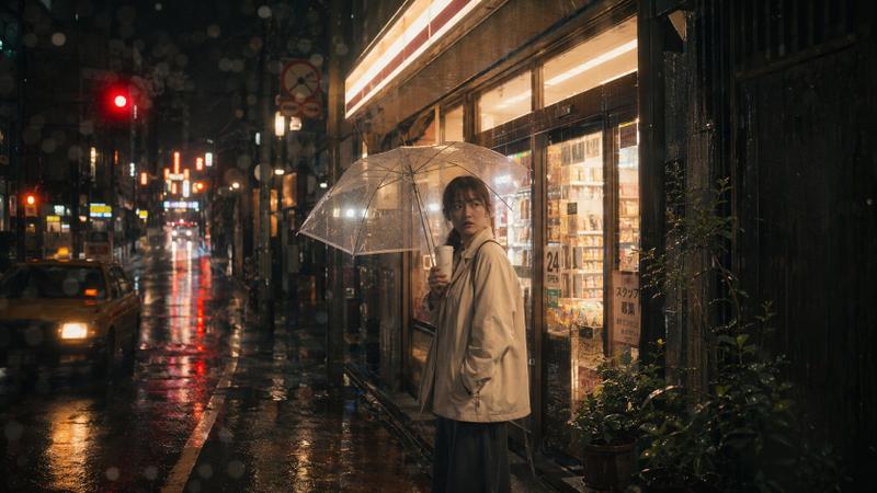 雨中东京便利店场景