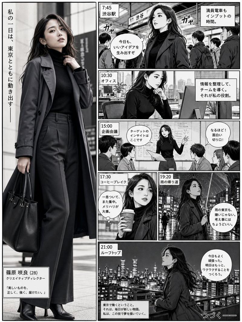 日式漫画排版中的写实职场女性