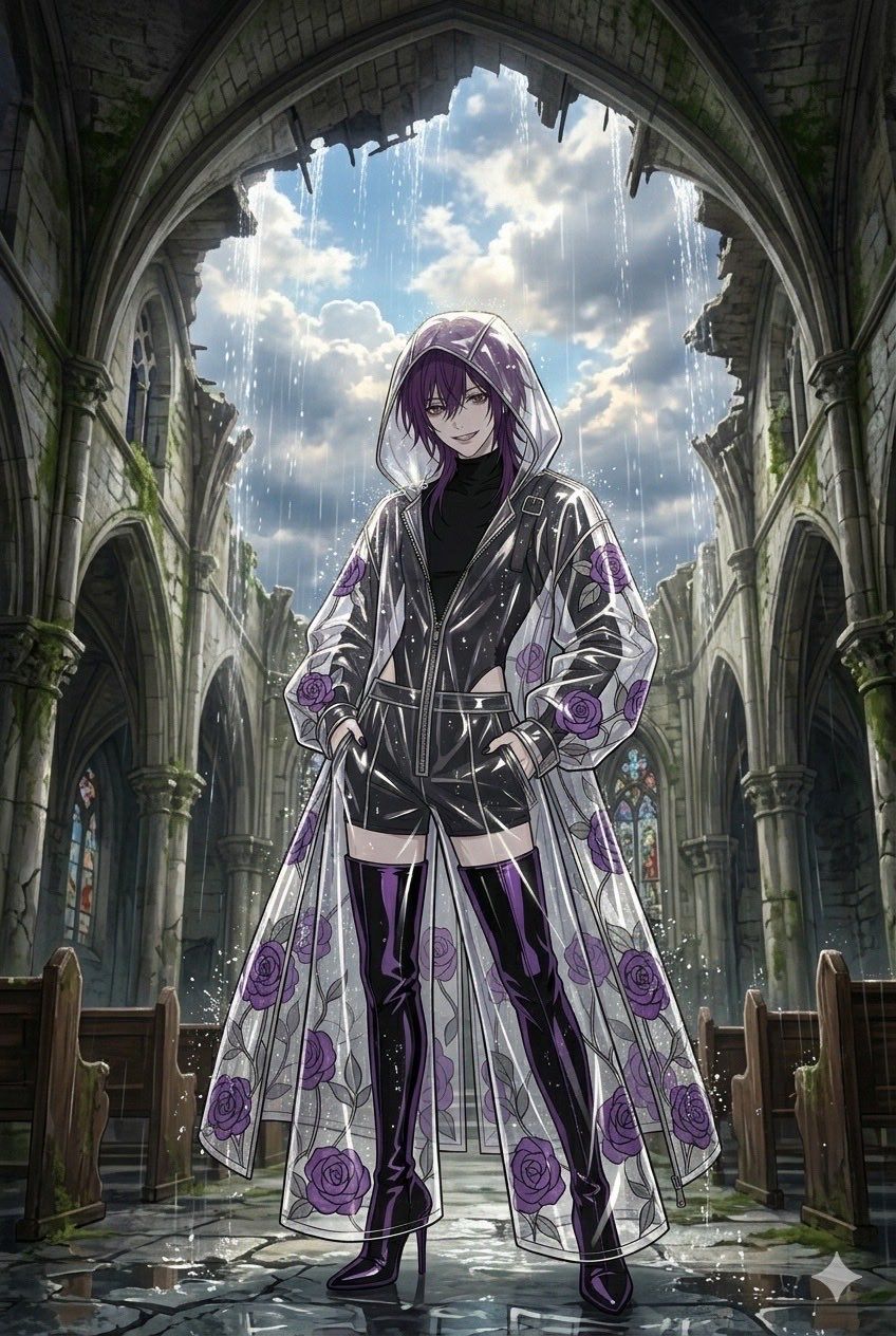 Stained Glass Rose Raincoat