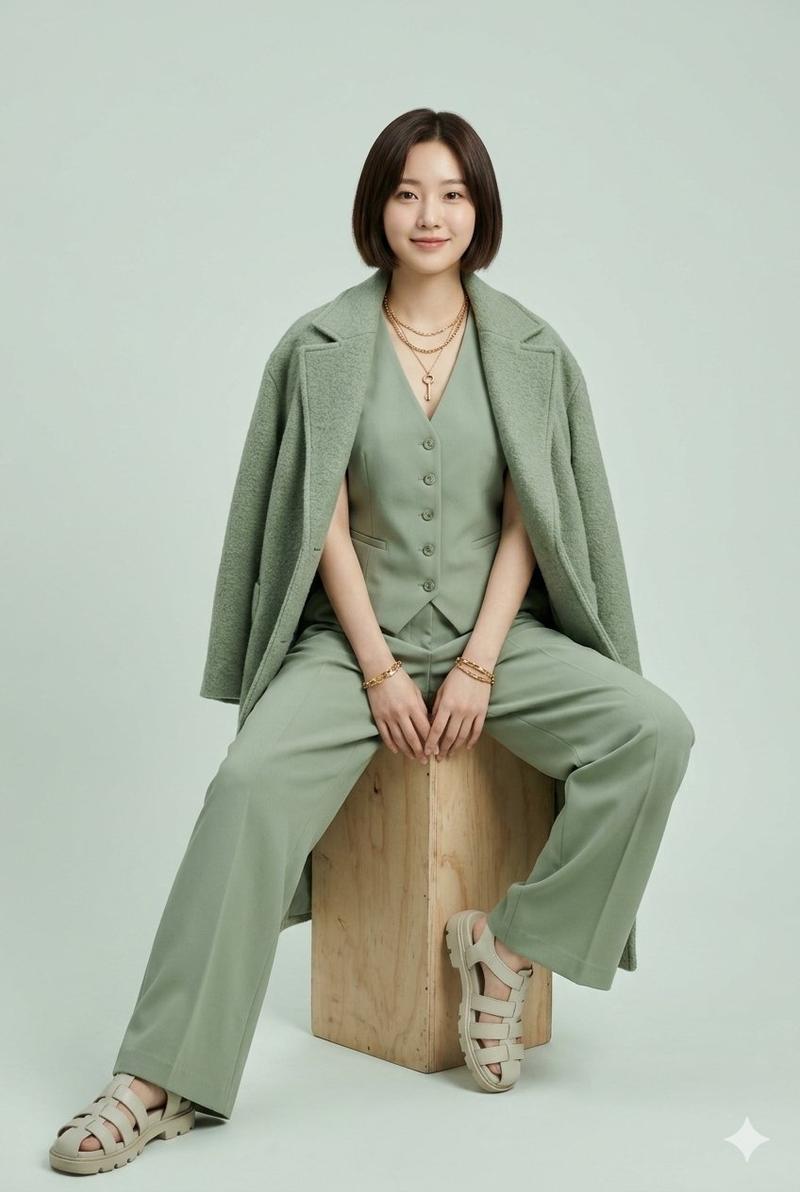 Monochrome Sage Green Fashion Lookbook