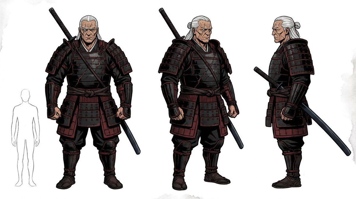 武士铠甲三视图设计图