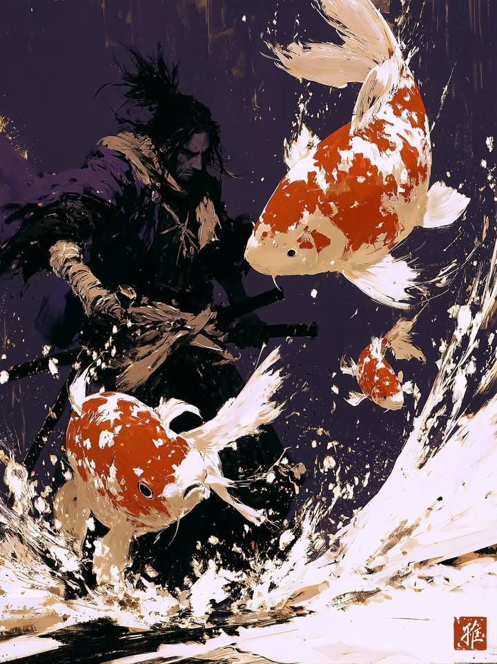 Samurai Ink Wash Painting