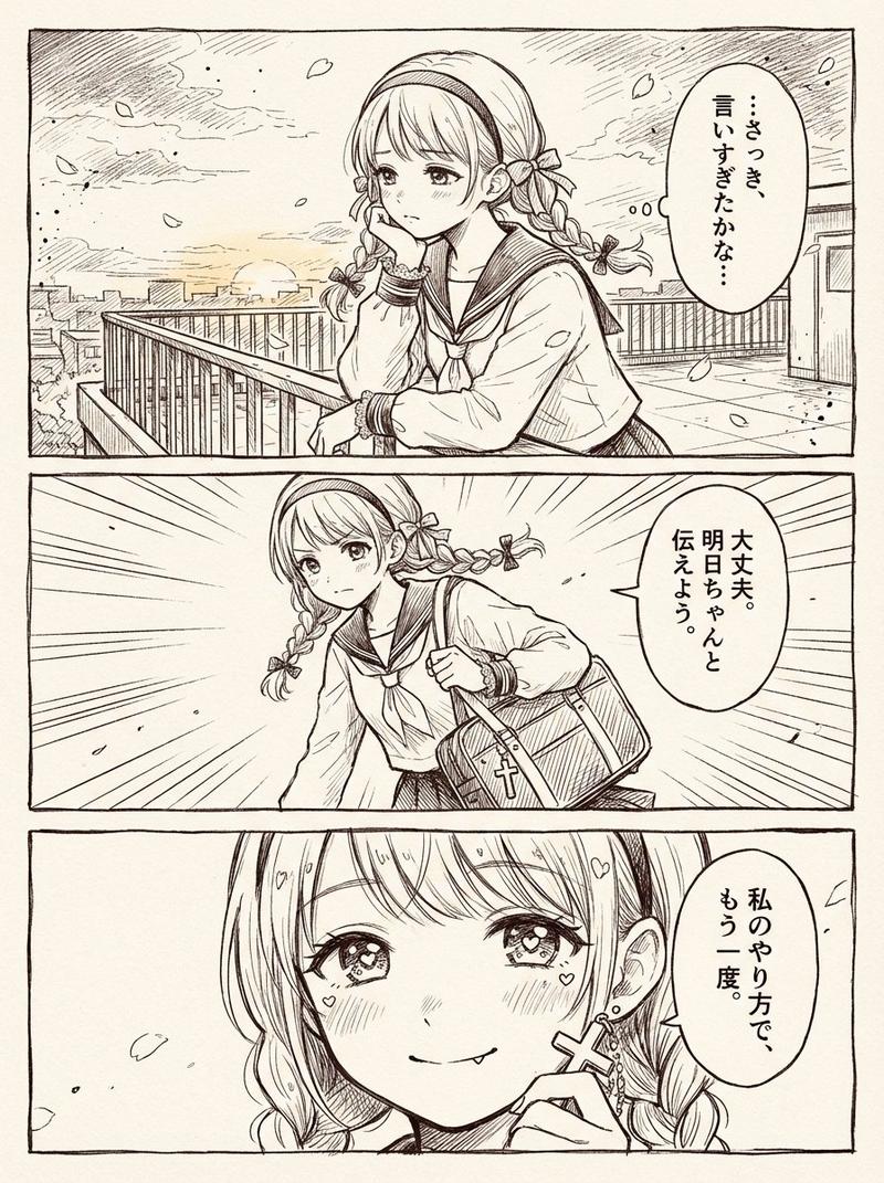 三格少女漫风格天台漫画