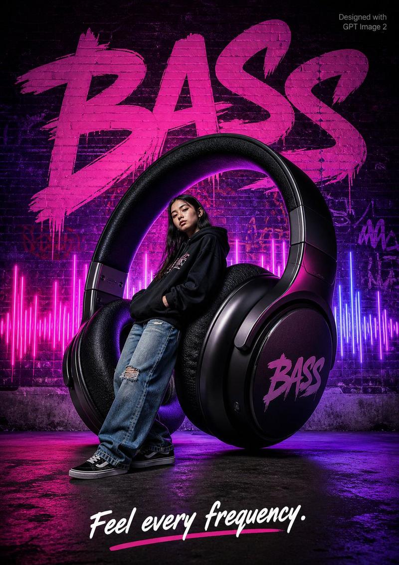街头风 BASS 耳机海报