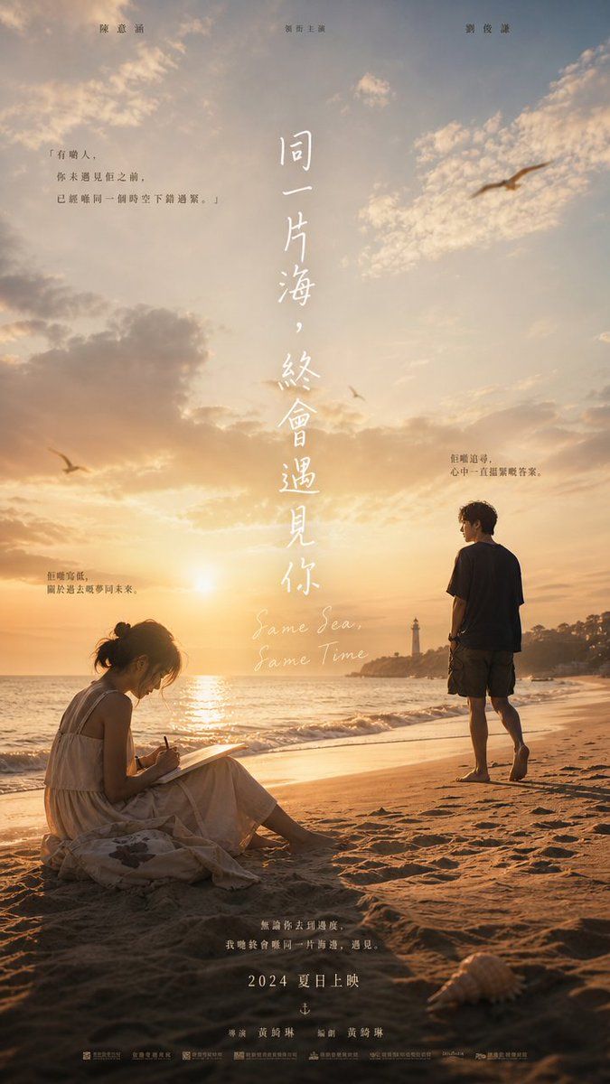 浪漫海滩日落电影海报