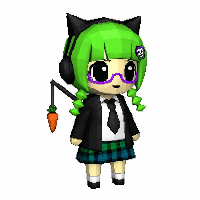 体素风 Q 版猫耳少女