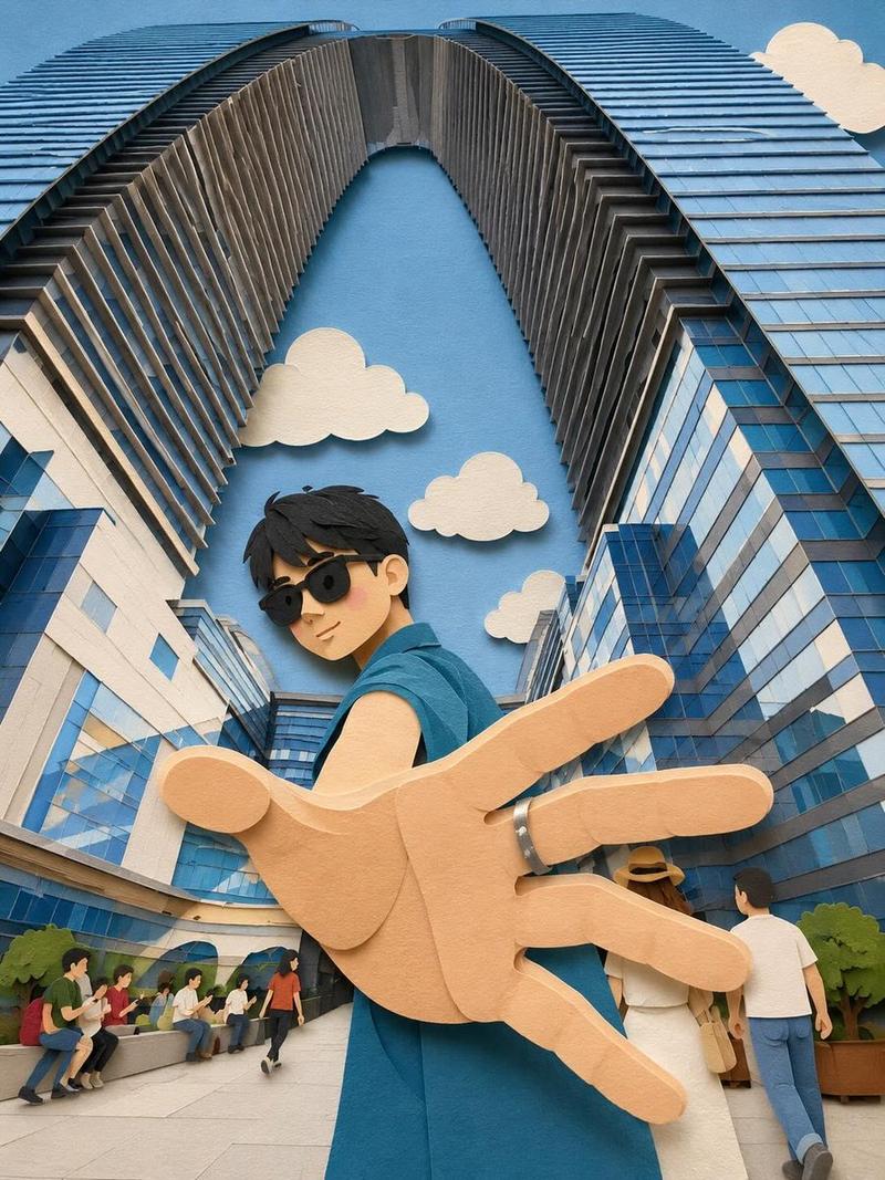 奇幻剪纸风旅行插画