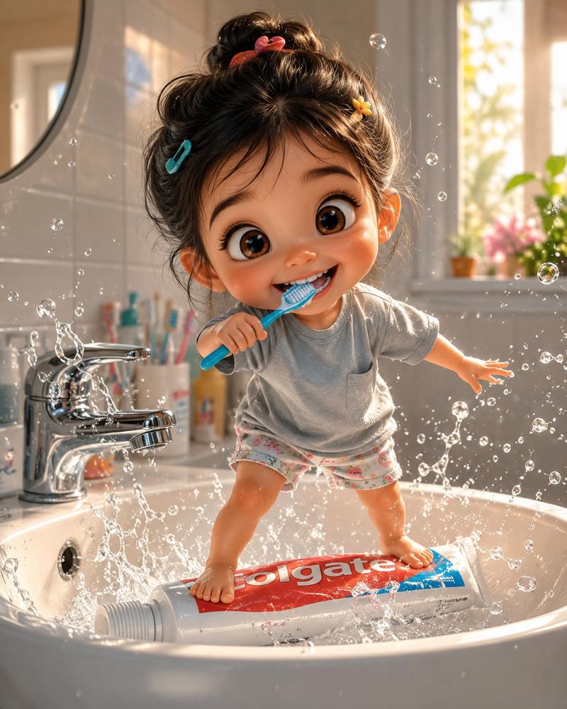 奇幻 3D 幼儿浴室插画