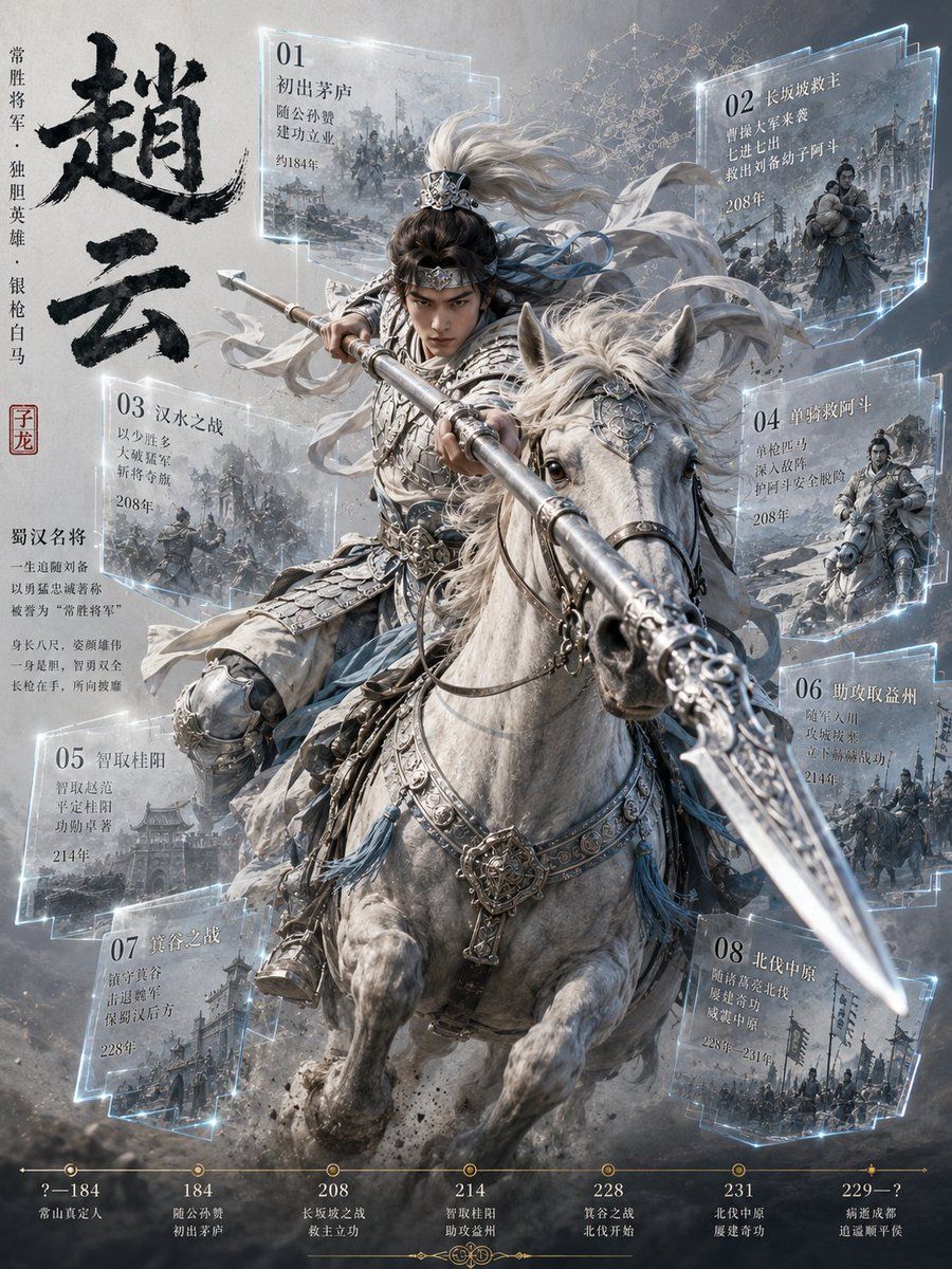 赵云骑兵信息图海报