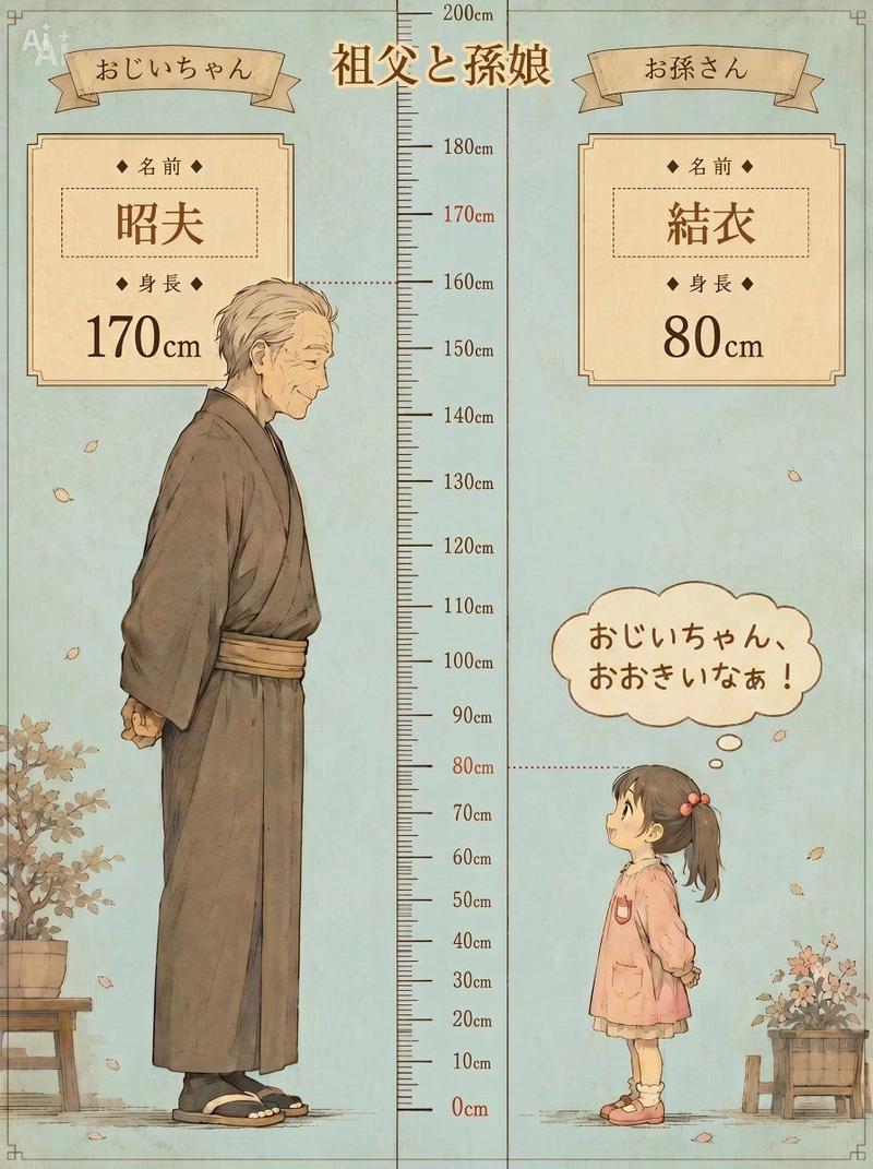 Infographic / Edu Visual - Grandfather and Granddaughter Height Chart